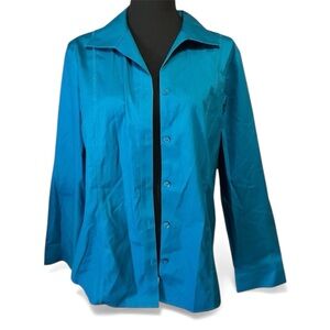 Chico's Vibrant Blue No-Iron Blouse size 2